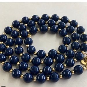 Vintage Monet navy and gold bead necklace.